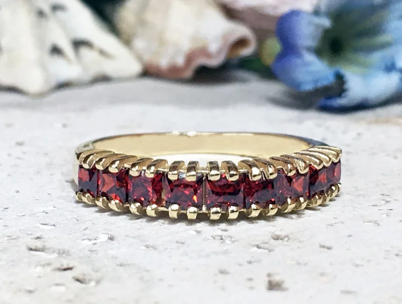 Amethyst Gemstone Rings in a Vintage - Style SettingRed Garnet Ring - January Birthstone - Stacking Ring - Gold Ring - Gemstone Ring - Square Ring