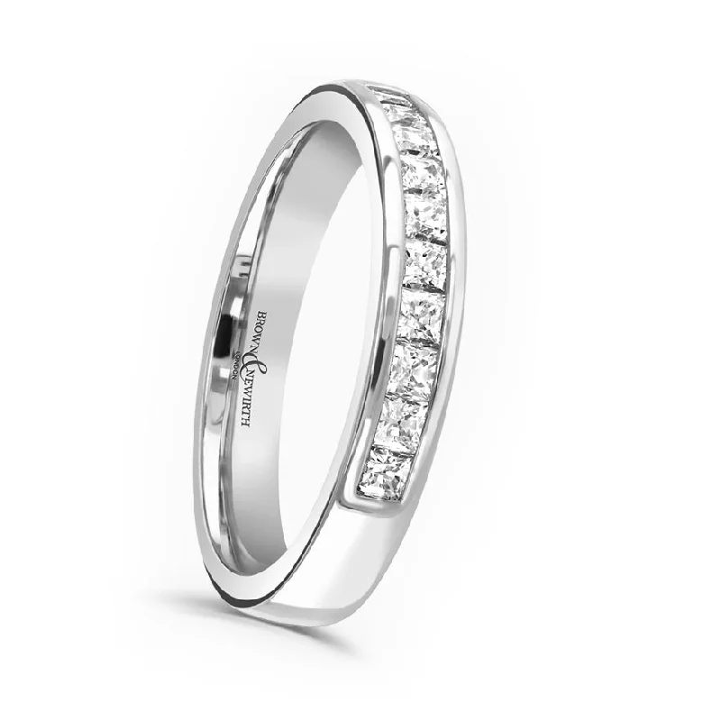 Custom - Engraved Wedding Bands with a Special MessagePlatinum 0.25ct Princess Cut Diamond Channel Set Half Eternity Ring