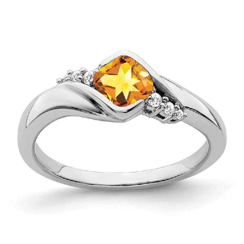 Multi - Gemstone Rings with a Rainbow of Colors14k White Gold Citrine and Diamond Ring