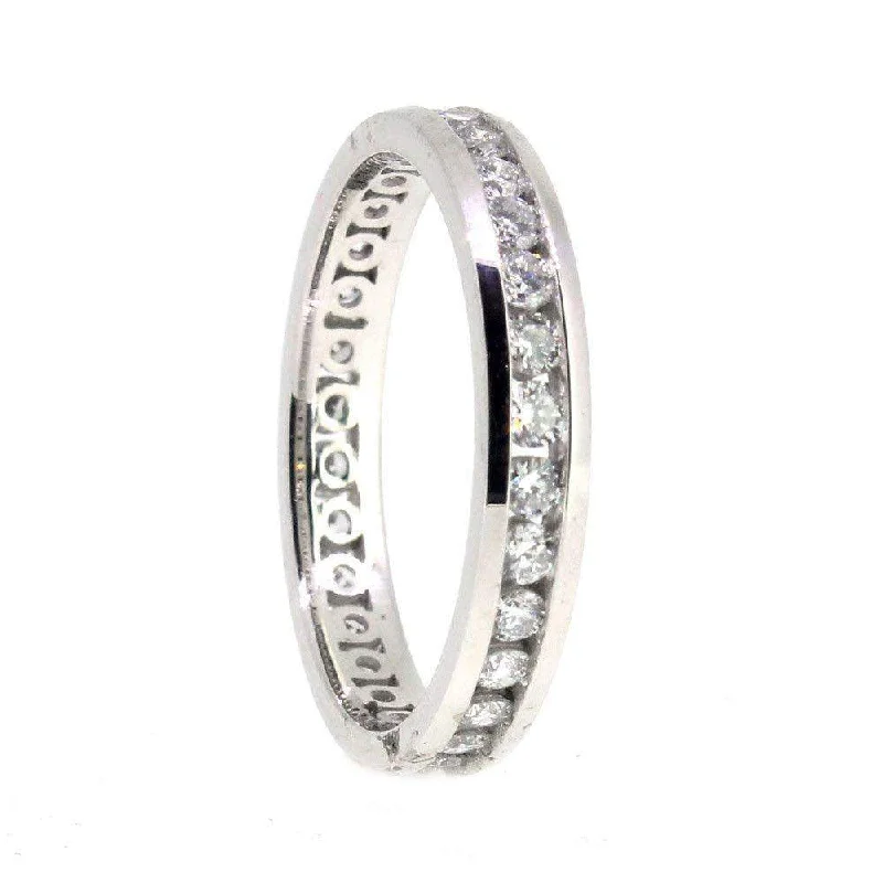 Wedding Bands with Micro - Pave Diamond Accents18 carat White Gold and Diamond 1 Carat Eternity ring