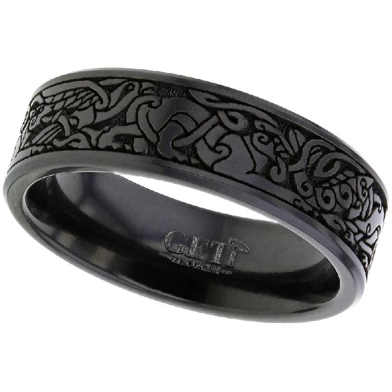 Comfort - Fit Wedding Bands for All - Day WearZirconium Celtic Animal Ring - 4026CHB-CD5