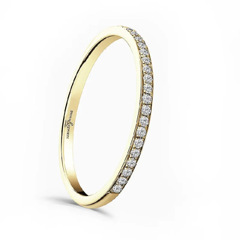 Comfort - Fit Wedding Bands for All - Day Wear18ct Yellow Gold 0.10ct Round Brilliant Cut Diamond Grain Set Half Eternity Ring