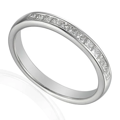 Matching Wedding Bands for a Coordinated LookPlatinum 0.35ct Princess Cut Diamond Channel Set Half Eternity Ring