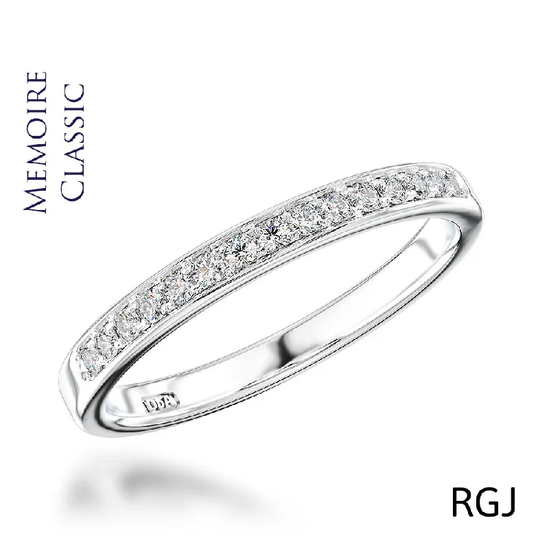 Two - Tone Wedding Bands in Gold and PlatinumThe Memoire Classic Platinum Round Brilliant Cut Diamond Half Eternity Ring