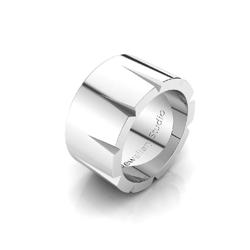 Matching Wedding Bands for a Coordinated LookTriangle Cut Men's Wedding Band