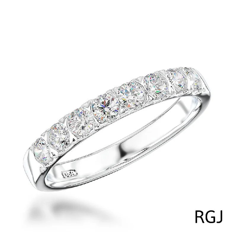 Matching Wedding Bands for a Coordinated LookThe Affinity Platinum Round Brilliant Cut Diamond Half Eternity Ring