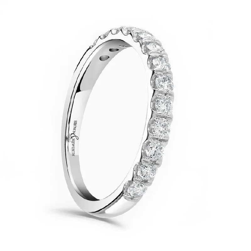 Comfort - Fit Wedding Bands for All - Day WearPlatinum 0.60ct Round Brilliant Cut Diamond Claw Set Half Eternity Ring