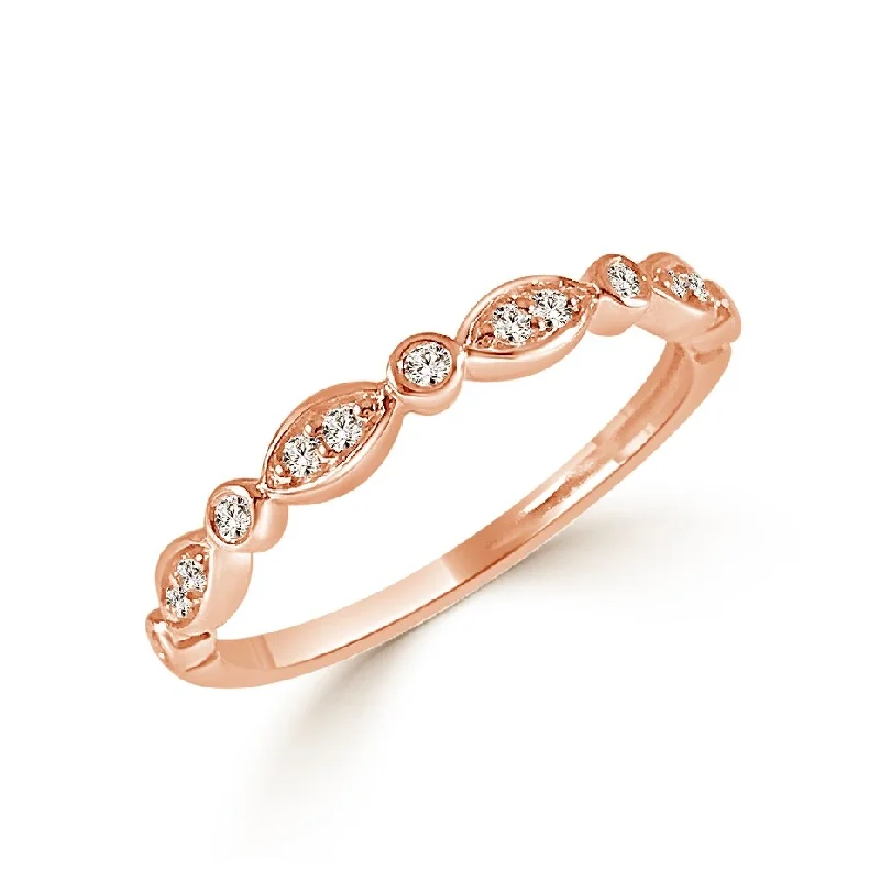 Halo - Style Diamond Rings with Smaller Accent DiamondsJoelle Diamond Ring 14k Rose Gold 3/4 Way Around Band 1/10 ct TDW