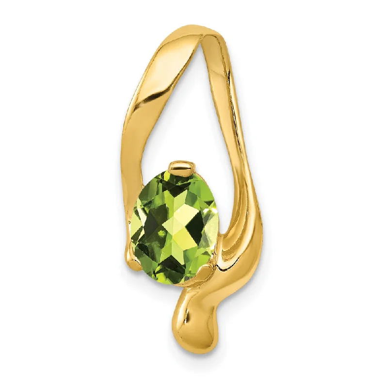 Emerald Gemstone Rings with Filigree - Bordered Settings14K Yellow Gold 8x6mm Oval Peridot Slide