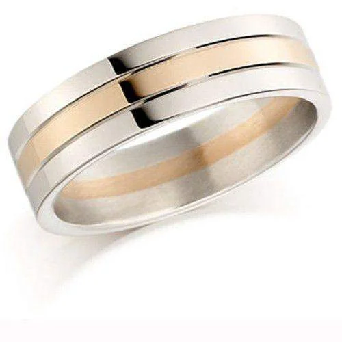 Matching Wedding Bands for a Coordinated LookMens 9ct or 18ct White & Rose Gold Wedding Ring - EX447