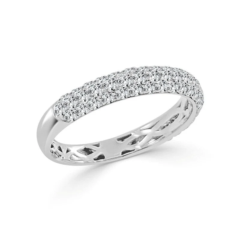 Solitaire Diamond Rings in Platinum SettingsJoelle Diamond Double Row Band Ring 14k White Gold 7/8 ct TDW