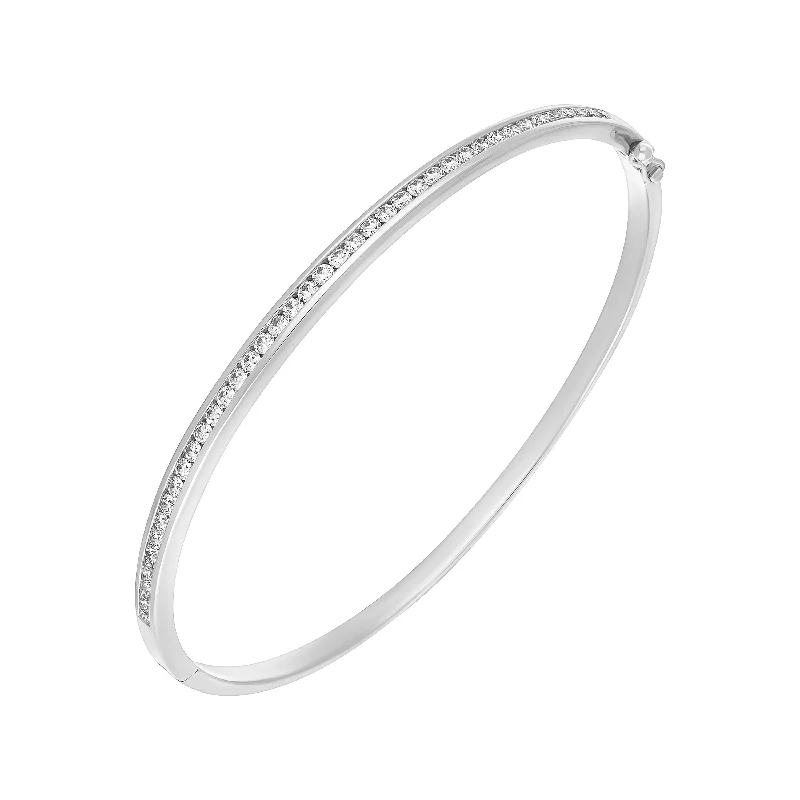 Comfort - Fit Wedding Bands for All - Day Wear18ct White Gold 1.01ct Diamond Channel Set Bangle