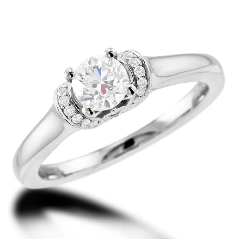 Solitaire Diamond Rings in Platinum SettingsPlatinum 0.50ct Round Brilliant Cut Diamond Engagement Ring With 0.26ct Diamond Collar