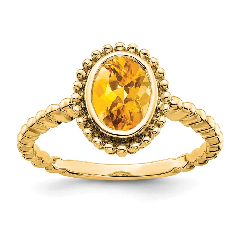 Sapphire Gemstone Rings in a Cathedral Setting10K Yellow Gold Oval Citrine Ring