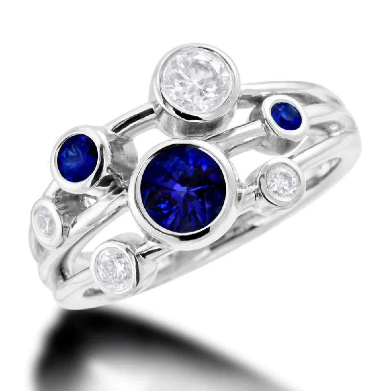 Custom - Designed Diamond Rings to Reflect Your PersonalityPlatinum 0.84ct Sapphire And 0.35ct Diamond Bubble Ring