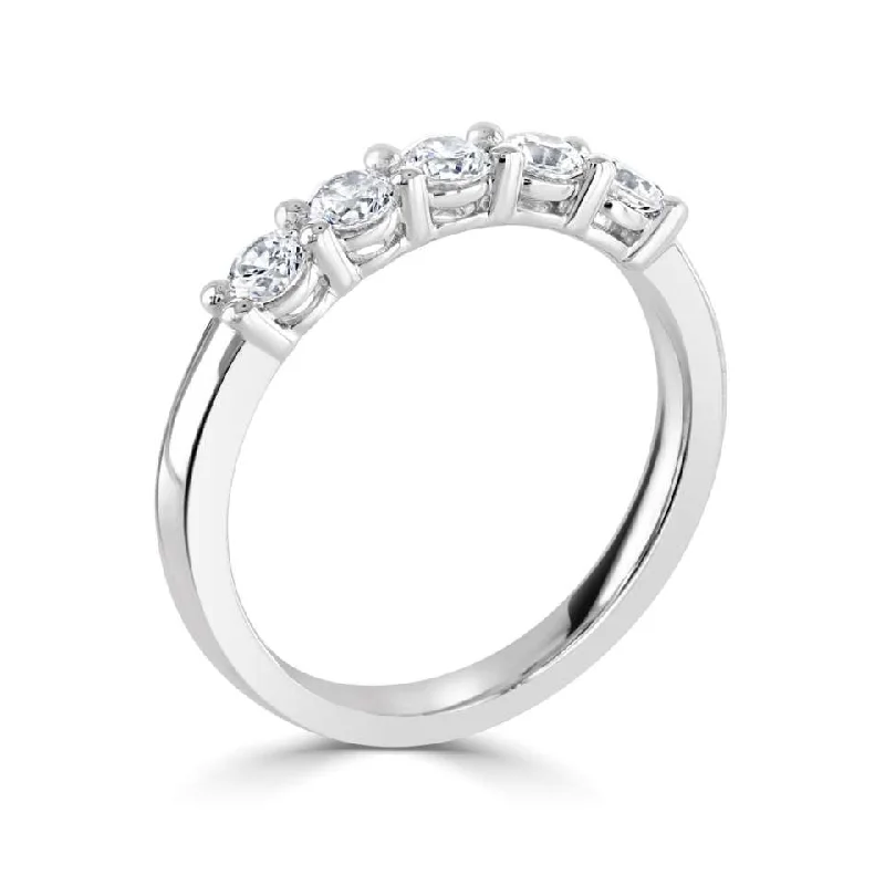 Matching Wedding Bands for a Coordinated LookPlatinum 0.75ct Round Brilliant Cut Diamond Five Stone Half Eternity Ring