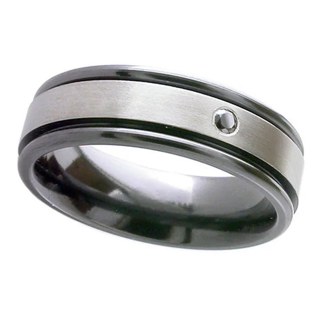 Comfort - Fit Wedding Bands for All - Day WearZirconium & Diamond Ring - 4017RBDSBL-2.5MM