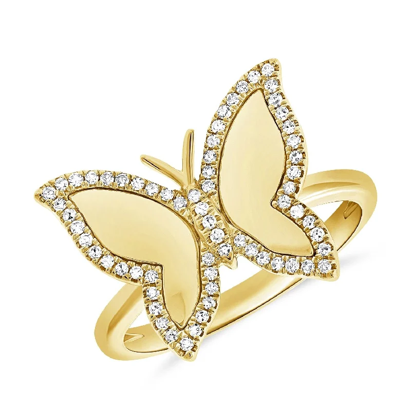 Halo - Style Diamond Rings with Smaller Accent DiamondsJoelle Diamond Pave Butterfly Ring For Her 14k Gold 1/5 ct. t.w. Women's Butterfly Ring