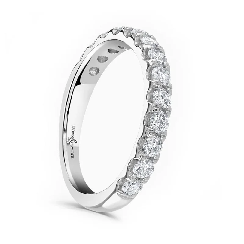 Comfort - Fit Wedding Bands for All - Day WearPlatinum 0.75ct Round Brilliant Cut Diamond Claw Set Half Eternity Ring