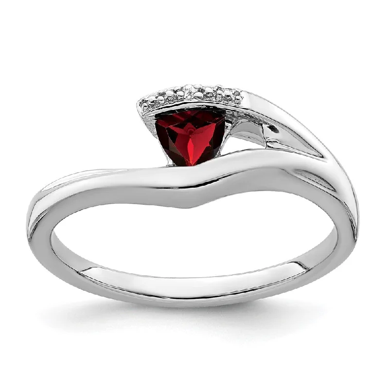 Sapphire Gemstone Rings in a Cathedral Setting10k White Gold Trillion Garnet and Diamond Ring