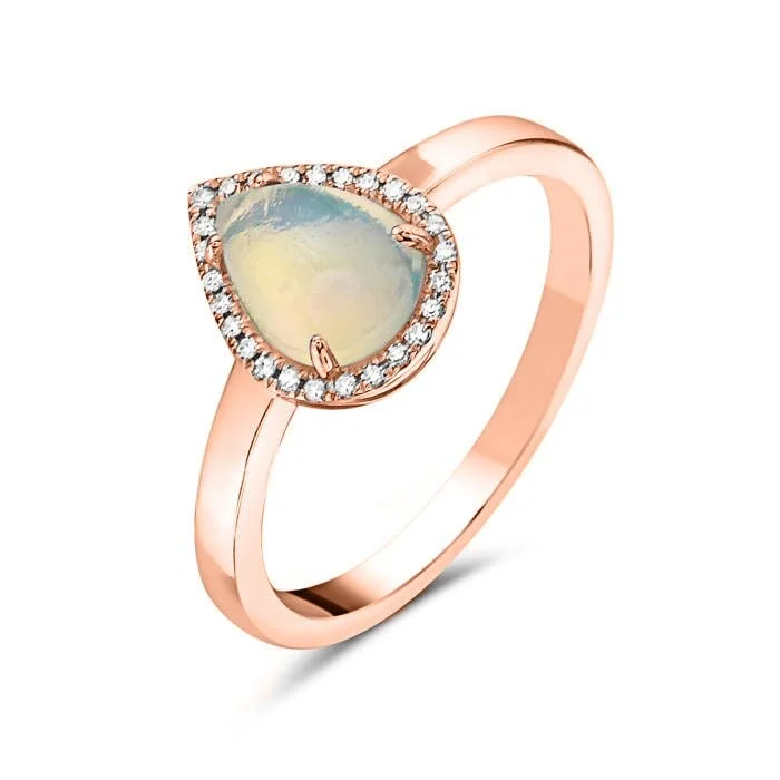 Sapphire Gemstone Rings in a Cathedral SettingRose Gold Opal, Diamond Ring.