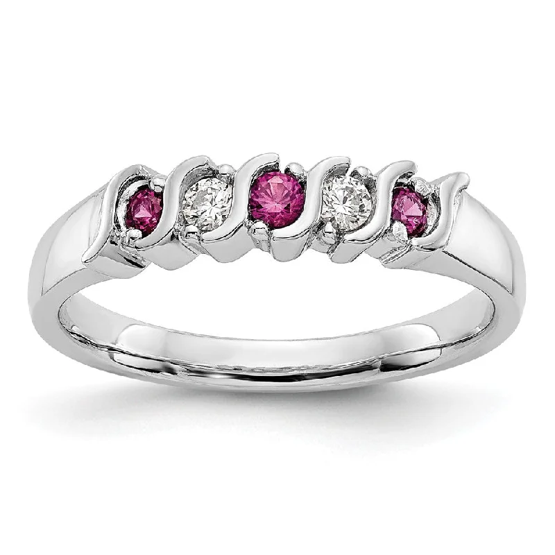 Ruby Gemstone Rings with Diamond Accents10k White Gold Diamond w/Ruby Band