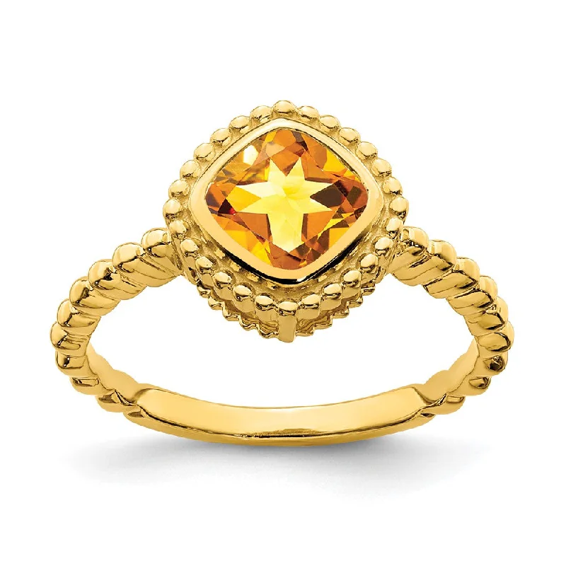 Ruby Gemstone Rings with Diamond Accents14K Yellow Gold Cushion Citrine Ring