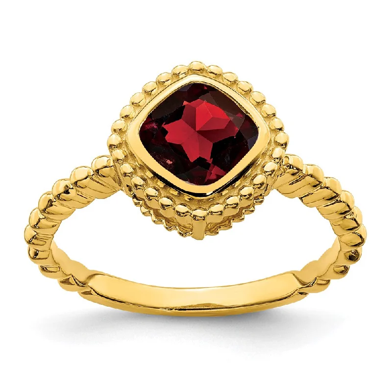 Multi - Gemstone Rings with a Rainbow of Colors14K Yellow Gold Cushion Garnet Ring