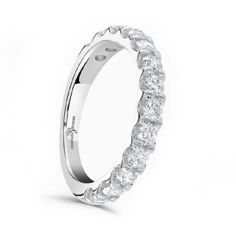 Wedding Bands with Micro - Pave Diamond AccentsPlatinum 1.00ct Round Brilliant Cut Diamond Claw Set Half Eternity Ring