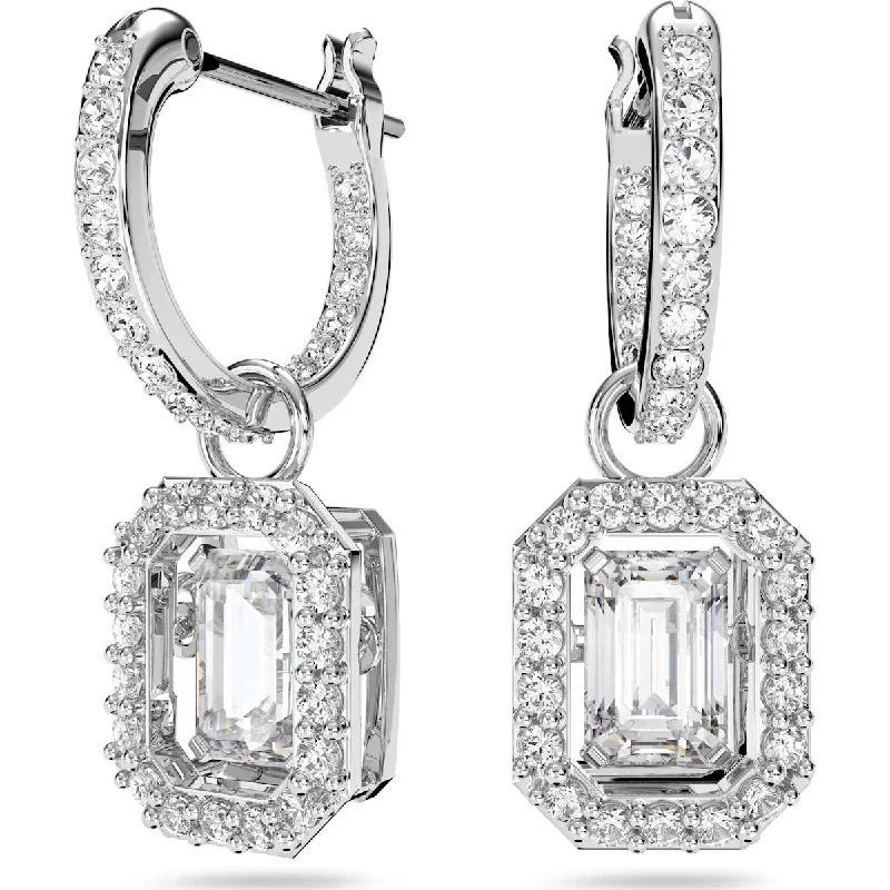 Comfort - Fit Wedding Bands for All - Day WearSwarovski Una Rhodium Plated Crystal Drop Earrings