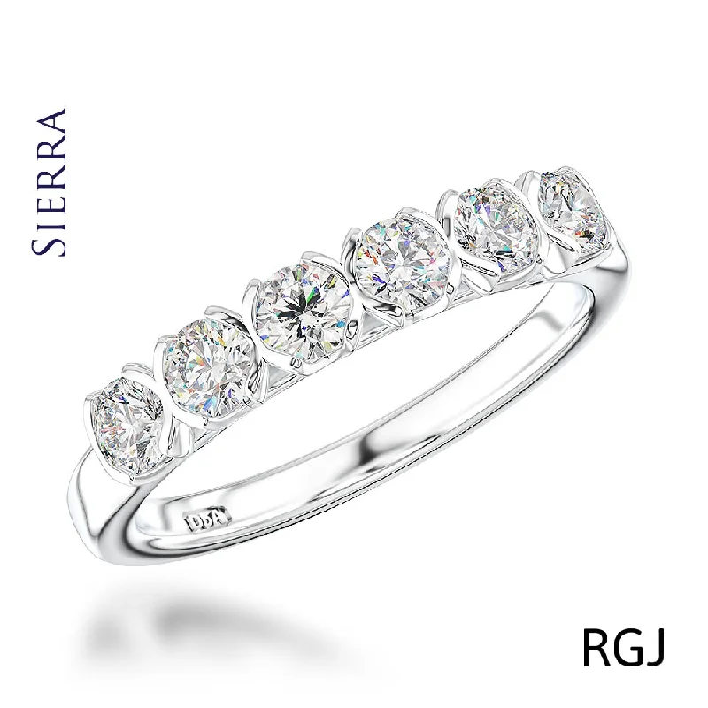 Comfort - Fit Wedding Bands for All - Day WearThe Sierra Platinum Round Brilliant Cut Diamond Half Eternity Ring