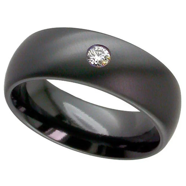 Comfort - Fit Wedding Bands for All - Day WearZirconium and Diamond Ring - 4004BDS-10PNT