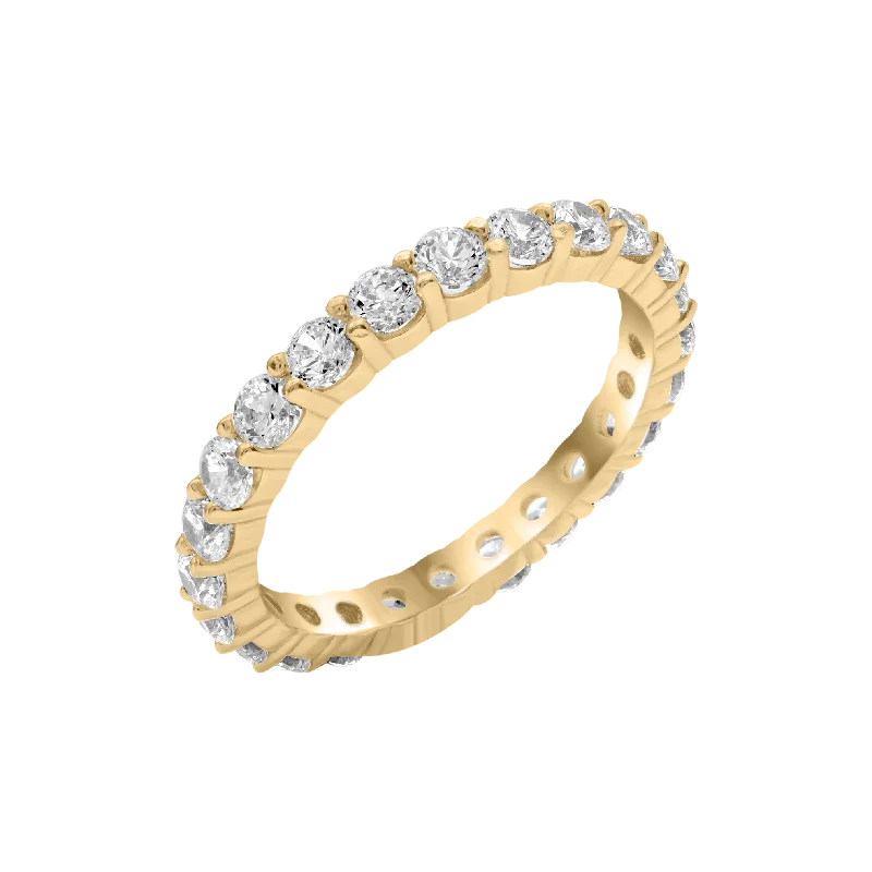 Sapphire Gemstone Rings in a Cathedral SettingRound Eternity Bands with Diamond or Gemstone Birthstones in 14K Yellow Gold (2.50 mm / .05 ct)