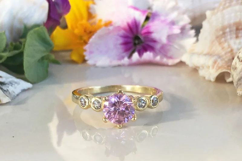 Multi - Gemstone Rings with a Rainbow of ColorsRose Quartz Ring - Tiny Ring - Stack Ring - Stack Ring - Gold Ring - October Birthstone - Gemstone Band