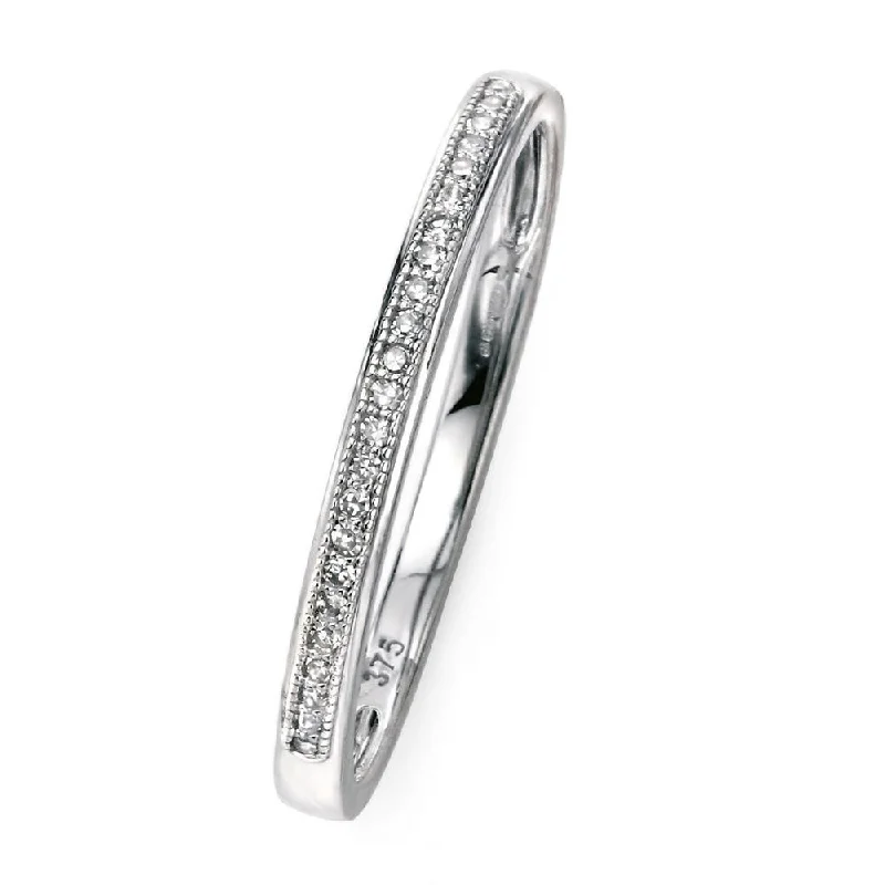 Comfort - Fit Wedding Bands for All - Day Wear9ct White Gold Diamond Pave Eternity Ring GR512