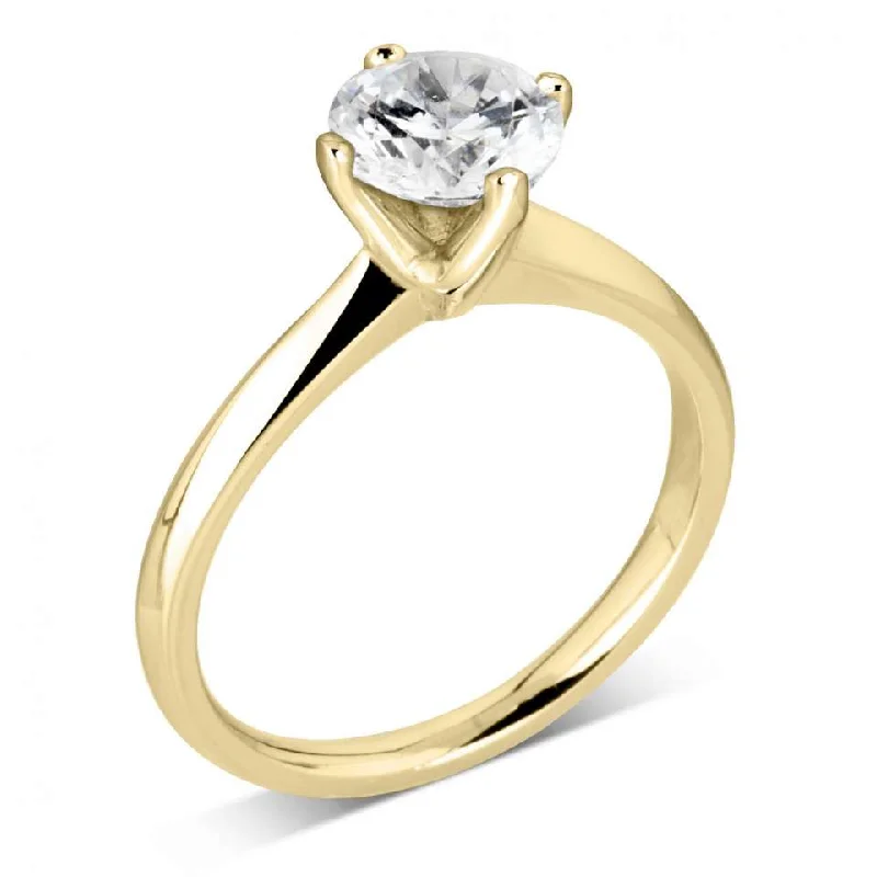 Halo - Style Diamond Rings with Smaller Accent DiamondsThe Bellflower 18ct Yellow Gold Round Brilliant Cut Diamond Solitaire Engagement Ring