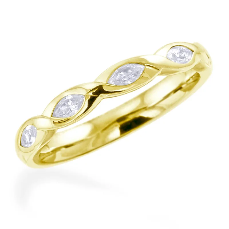 Comfort - Fit Wedding Bands for All - Day Wear18ct Yellow Gold 0.30ct Marquise Cut Five Stone Ring