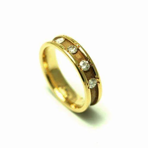 Wedding Bands with Micro - Pave Diamond Accents18ct Yellow Gold Diamond Set Wedding Band