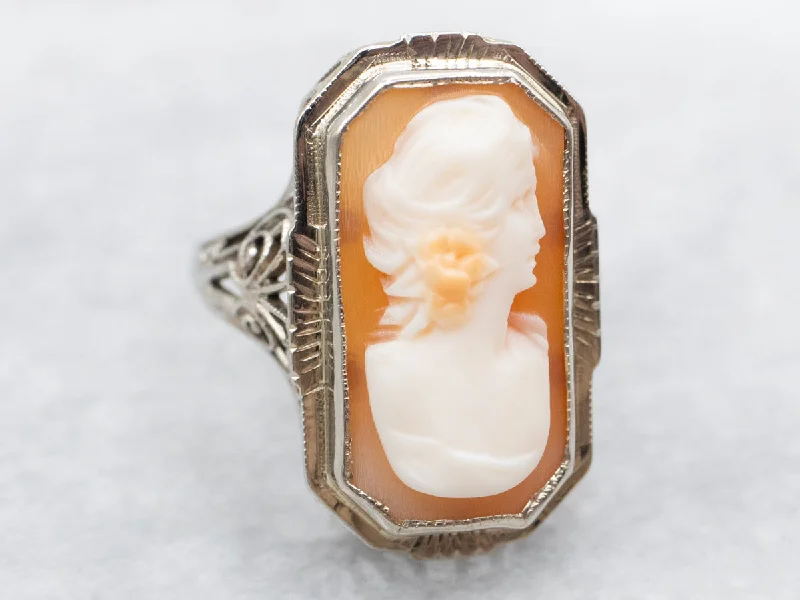 Amethyst Gemstone Rings in a Vintage - Style SettingVintage Lady's Profile Cameo Ring