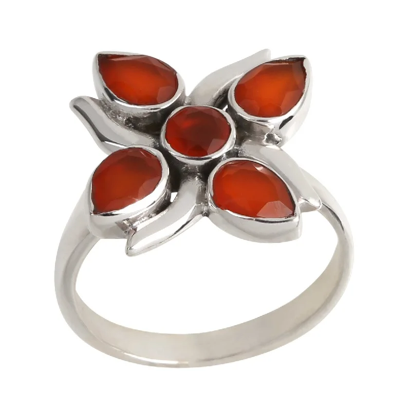 925 Sterling Silver Red Chalcedony Ring