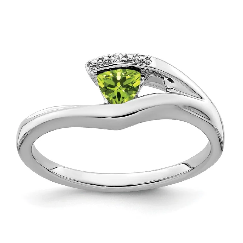 Ruby Gemstone Rings with Diamond Accents14k White Gold Trillion Peridot and Diamond Ring