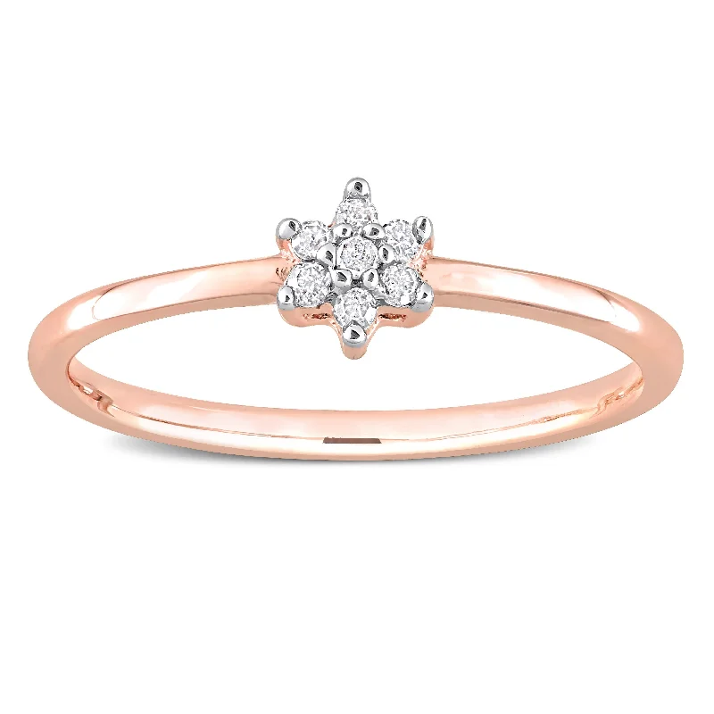 Solitaire Diamond Rings in Platinum SettingsMiadora Diamond Accent Floral Promise Ring in Rose Plated Sterling Silver