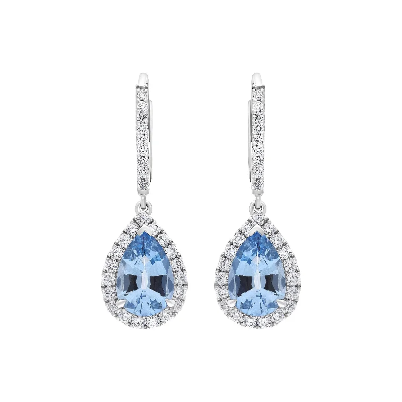 Two - Tone Wedding Bands in Gold and Platinum18ct White Gold 1.90ct Aquamarine 0.61ct Diamond Pear Cut Drop Earrings