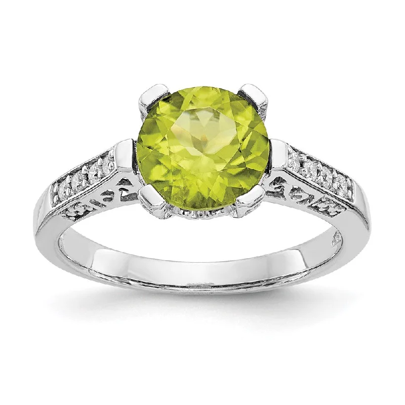 Sapphire Gemstone Rings in a Cathedral Setting10k White Gold Diamond and Peridot Ring