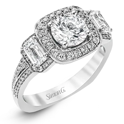 Halo - Style Diamond Rings with Smaller Accent DiamondsEngagement Ring in 18k Gold with Diamonds