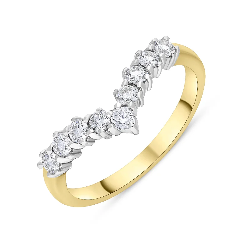 Matching Wedding Bands for a Coordinated Look18ct Yellow Gold 0.44ct Diamond Nine Stone Wishbone Ring