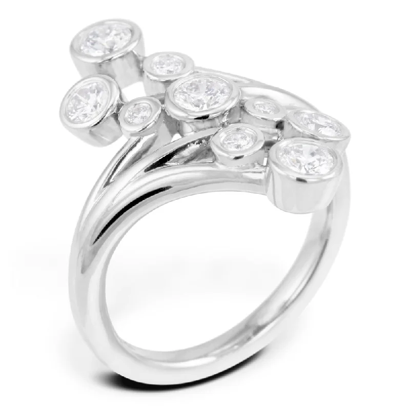 Vintage - Inspired Diamond Rings with Filigree WorkPlatinum 0.75ct Nine Stone Diamond Fancy Right Hand Bubble Ring