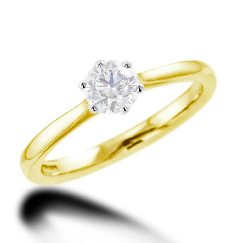 Halo - Style Diamond Rings with Smaller Accent DiamondsThe Blossom 18ct Yellow Gold And Platinum Round Brilliant Cut Diamond Solitaire Engagement Ring