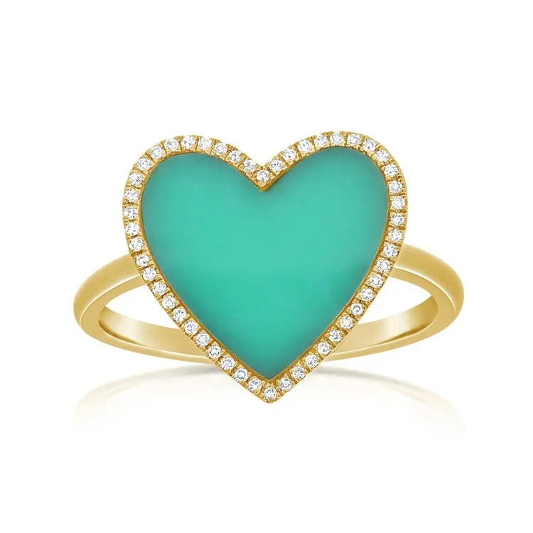 Custom - Designed Diamond Rings to Reflect Your PersonalityJoelle Diamond Pave Turquoise Heart Ring 14k Gold