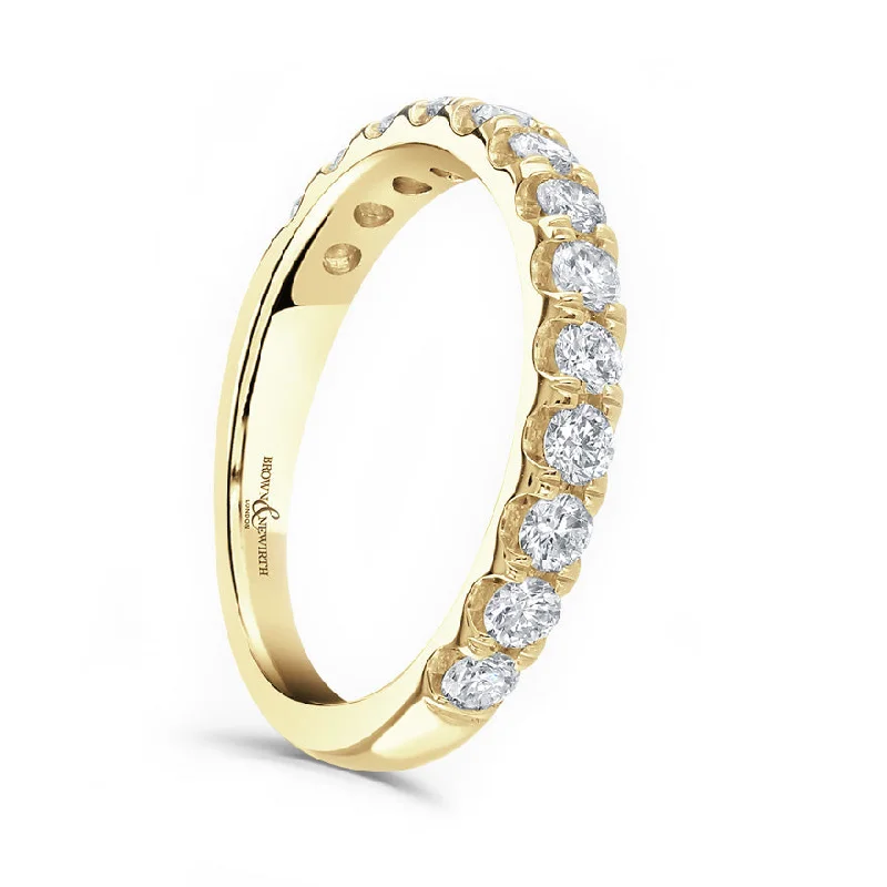 Two - Tone Wedding Bands in Gold and Platinum18ct Yellow Gold 0.75ct Round Brilliant Cut Diamond Claw Set Half Eternity Ring